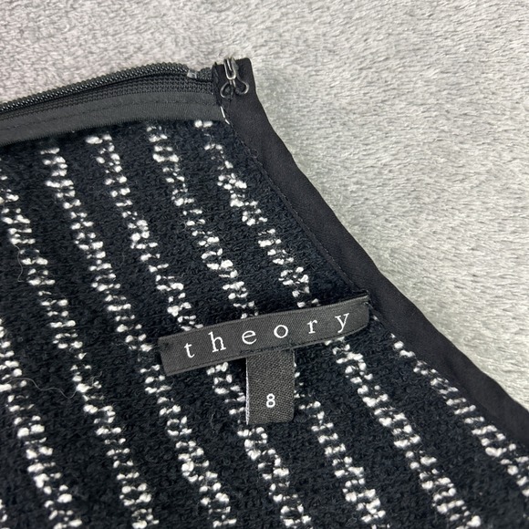 Theory Dress Women's 8 Black and White Striped Sleeveless Fit &‎ Flare Skater - Picture 9 of 12